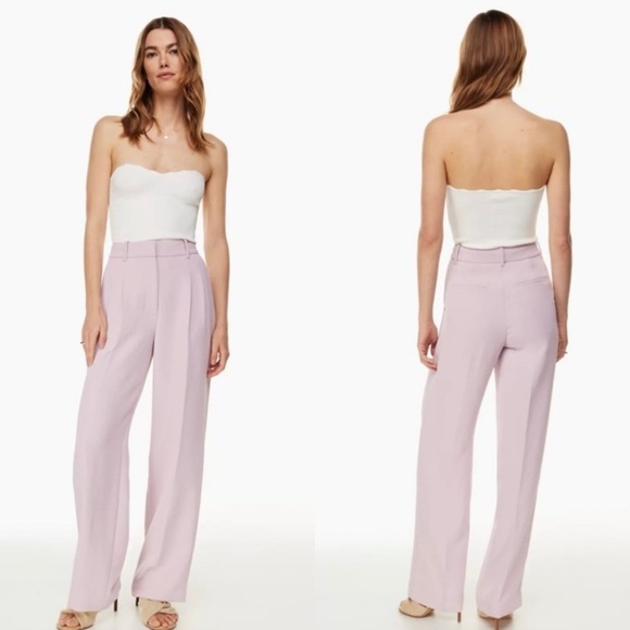 Aritzia Wilfred The Effortless Pant Cloudy Lilac Purple Crepe Trouser Pants - Picture 1 of 10
